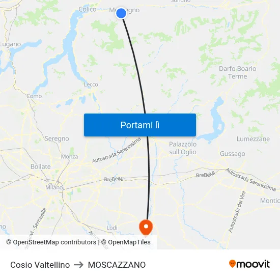 Cosio Valtellino to MOSCAZZANO map