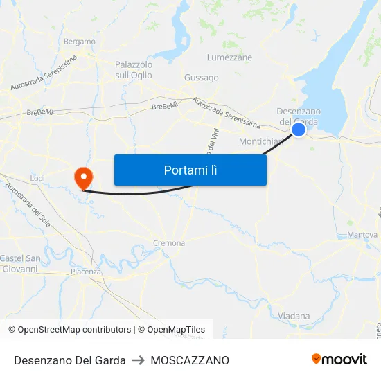 Desenzano Del Garda to MOSCAZZANO map