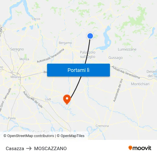 Casazza to MOSCAZZANO map