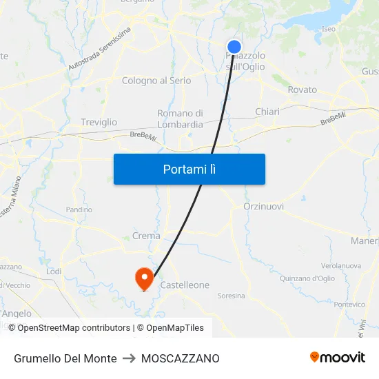 Grumello Del Monte to MOSCAZZANO map