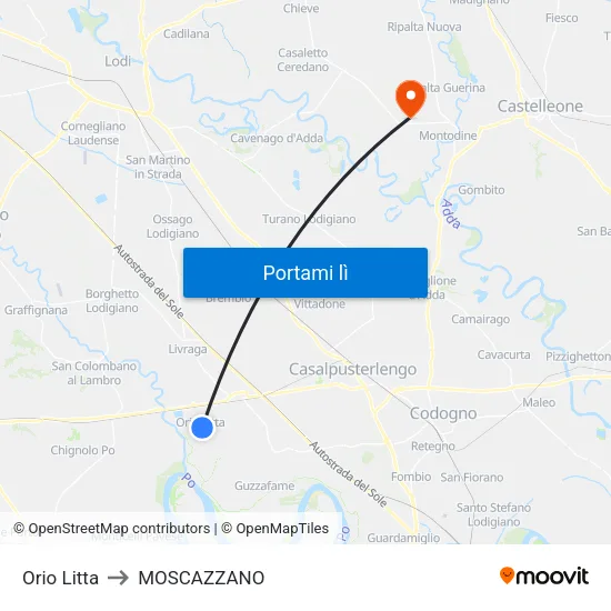 Orio Litta to MOSCAZZANO map