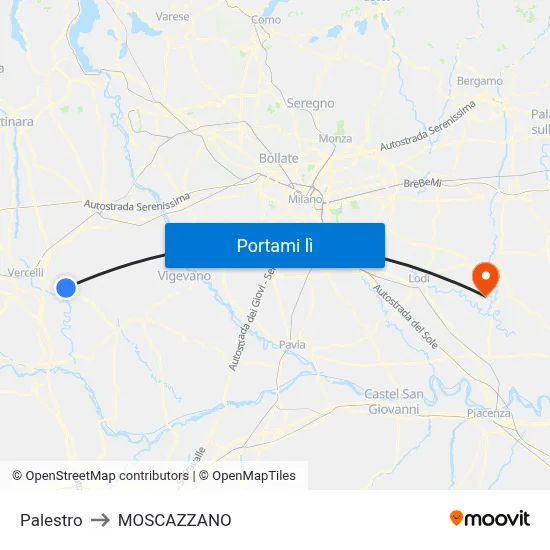 Palestro to MOSCAZZANO map