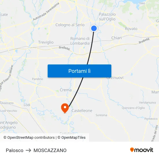 Palosco to MOSCAZZANO map