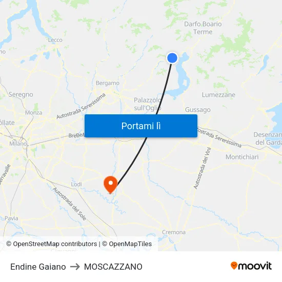 Endine Gaiano to MOSCAZZANO map