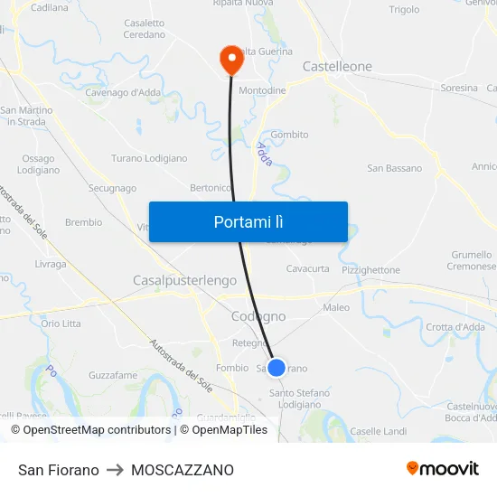 San Fiorano to MOSCAZZANO map