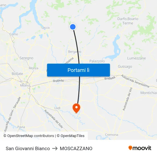 San Giovanni Bianco to MOSCAZZANO map