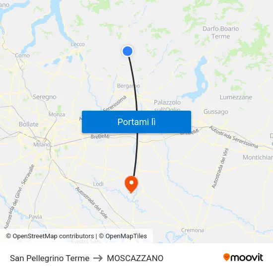 San Pellegrino Terme to MOSCAZZANO map