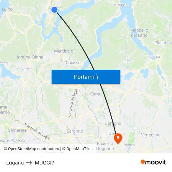 Lugano to MUGGI? map