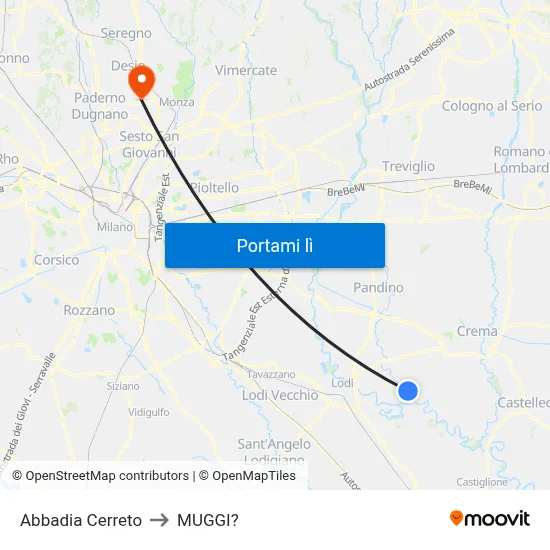 Abbadia Cerreto to MUGGI? map