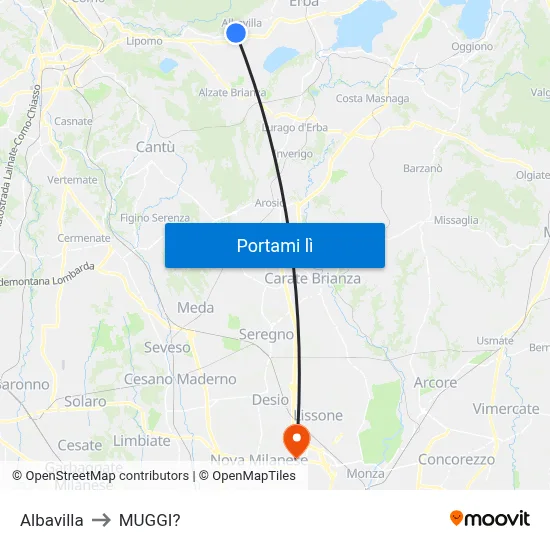 Albavilla to MUGGI? map
