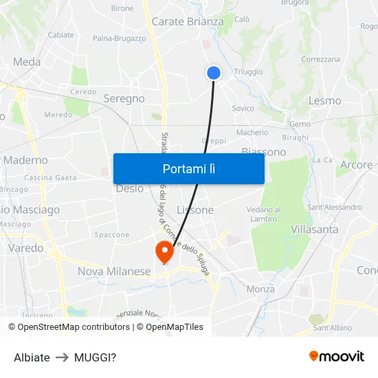 Albiate to MUGGI? map