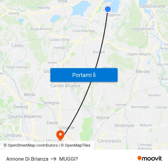 Annone Di Brianza to MUGGI? map