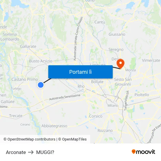 Arconate to MUGGI? map