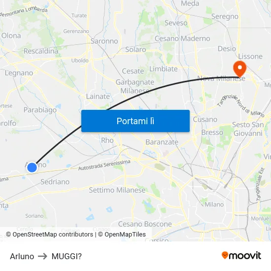 Arluno to MUGGI? map