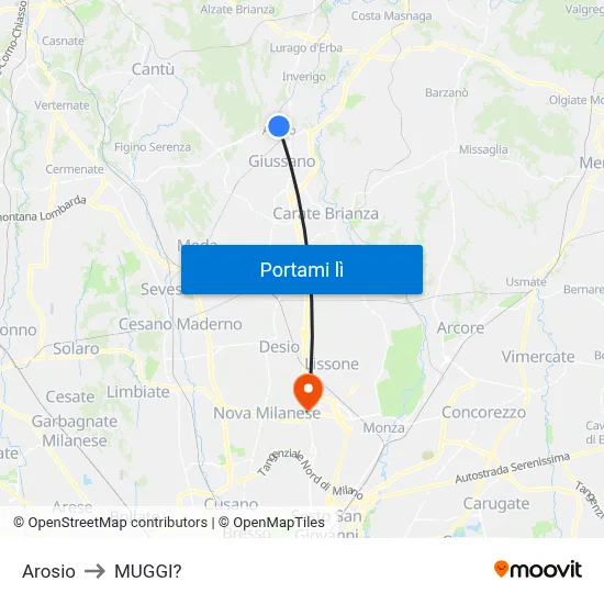 Arosio to MUGGI? map