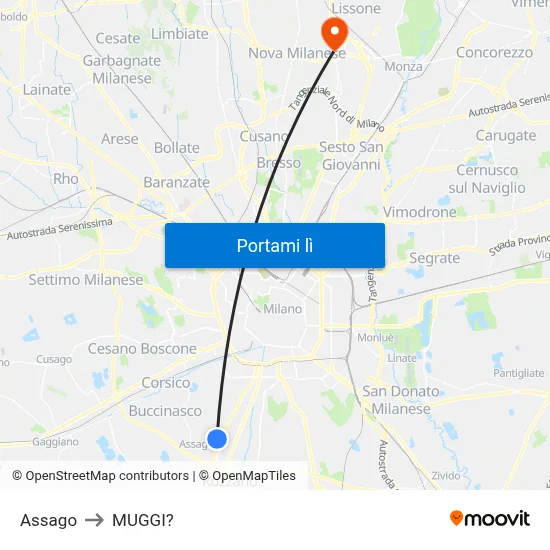 Assago to MUGGI? map