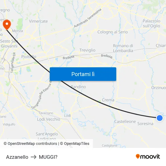 Azzanello to MUGGI? map
