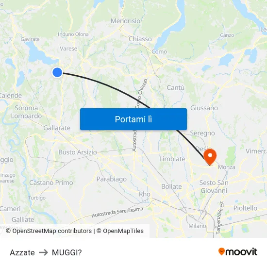 Azzate to MUGGI? map
