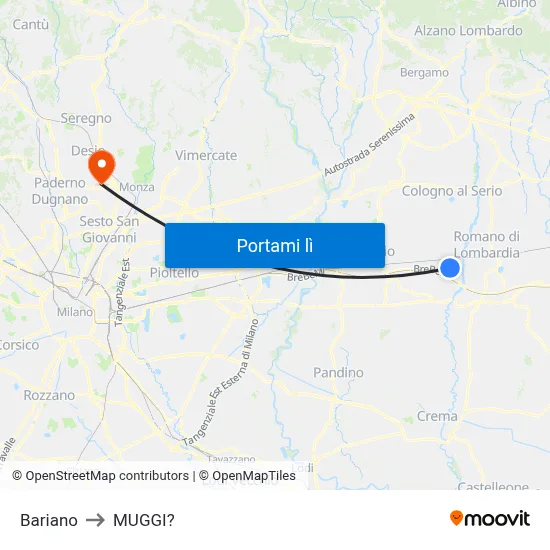 Bariano to MUGGI? map
