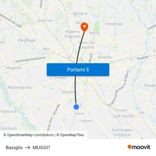Basiglio to MUGGI? map