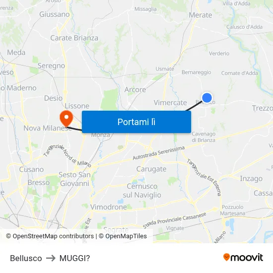 Bellusco to MUGGI? map