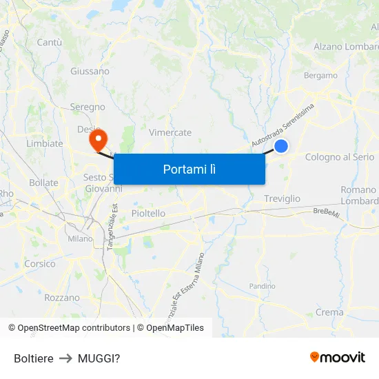 Boltiere to MUGGI? map