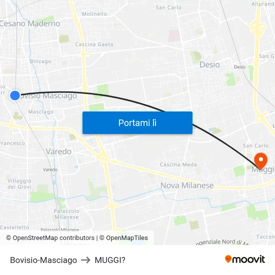 Bovisio-Masciago to MUGGI? map