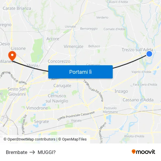 Brembate to MUGGI? map