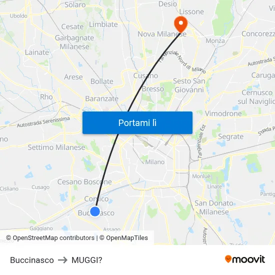 Buccinasco to MUGGI? map