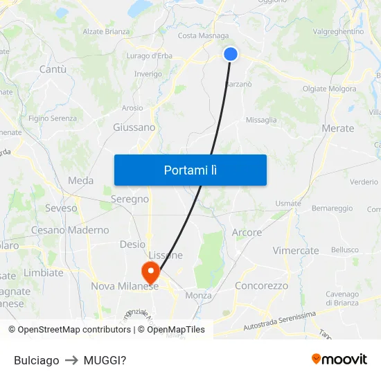 Bulciago to MUGGI? map
