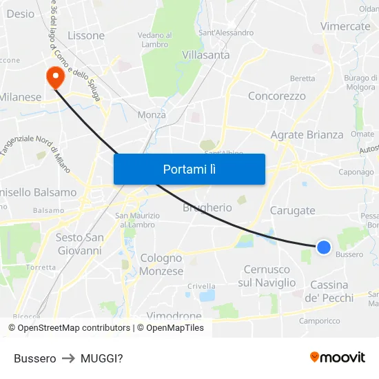 Bussero to MUGGI? map