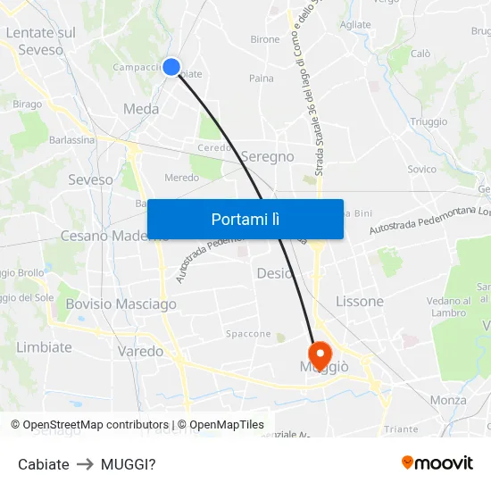 Cabiate to MUGGI? map