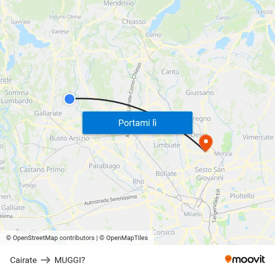 Cairate to MUGGI? map