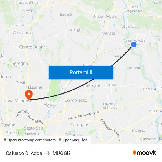 Calusco D' Adda to MUGGI? map