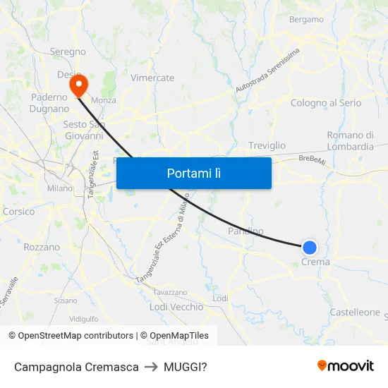 Campagnola Cremasca to MUGGI? map