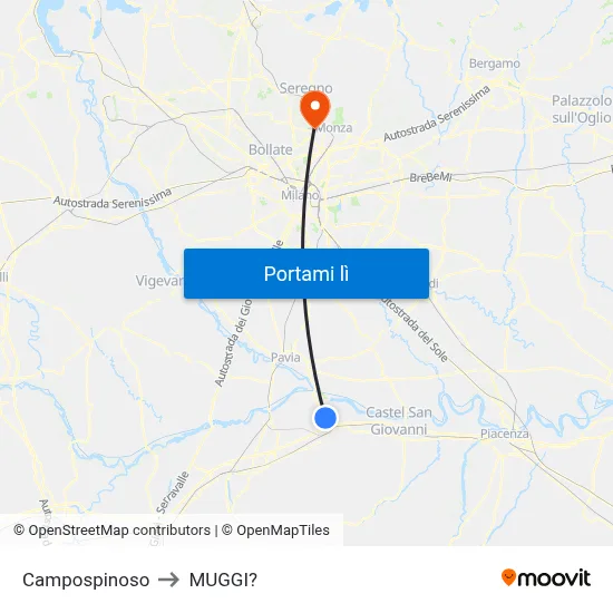 Campospinoso to MUGGI? map