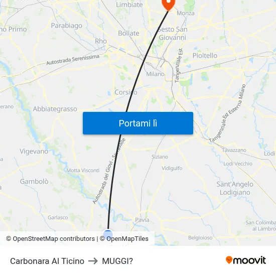 Carbonara Al Ticino to MUGGI? map