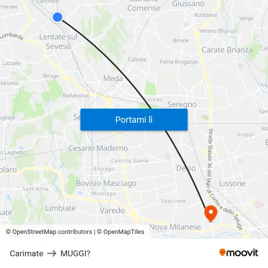 Carimate to MUGGI? map