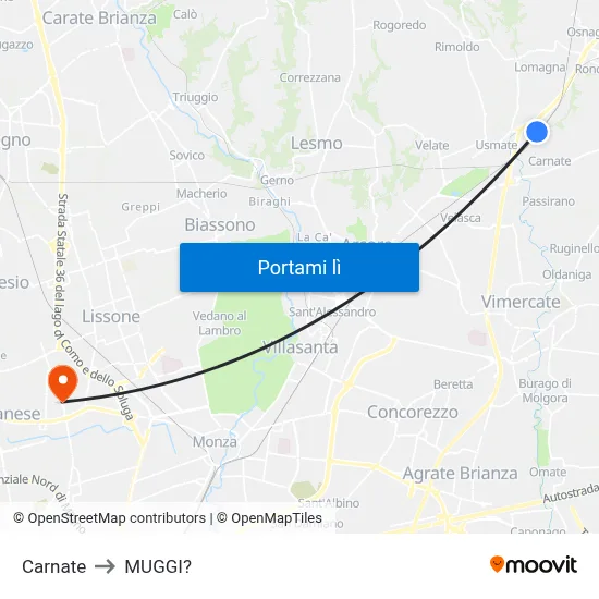 Carnate to MUGGI? map