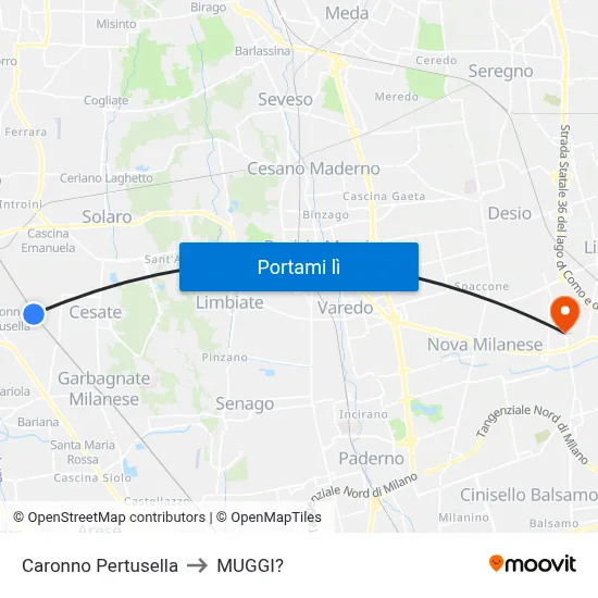 Caronno Pertusella to MUGGI? map