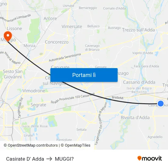 Casirate D' Adda to MUGGI? map