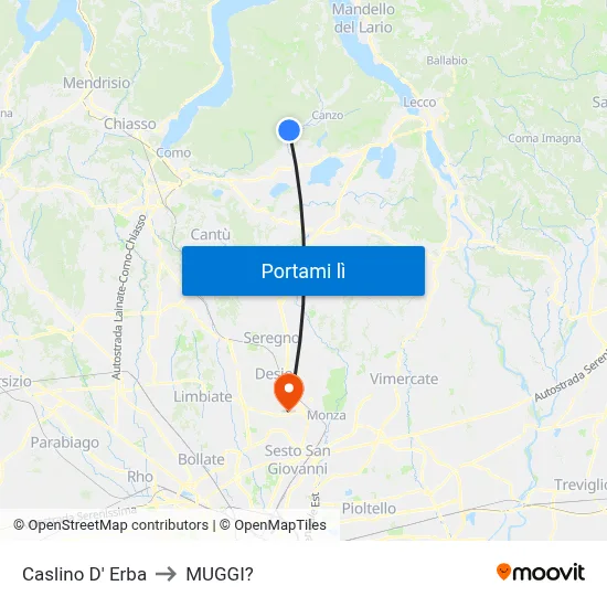 Caslino D' Erba to MUGGI? map
