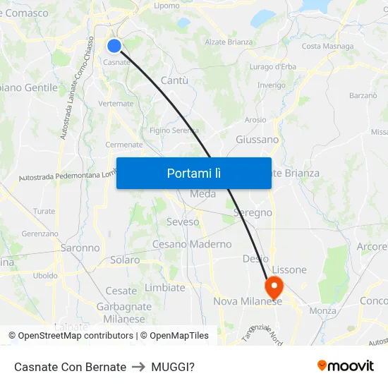 Casnate Con Bernate to MUGGI? map