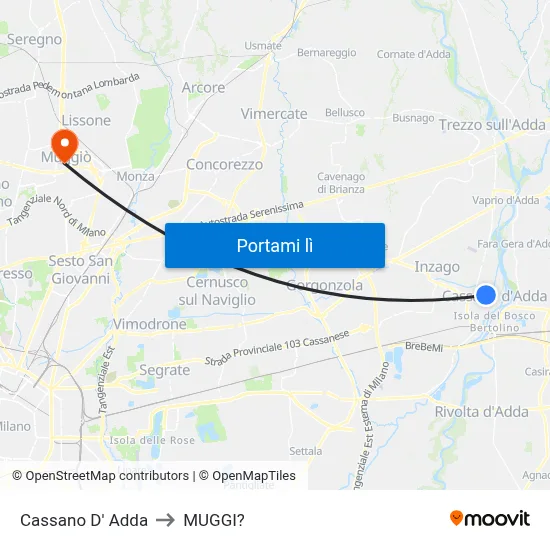 Cassano D' Adda to MUGGI? map