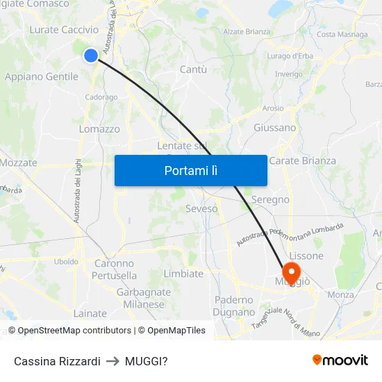 Cassina Rizzardi to MUGGI? map