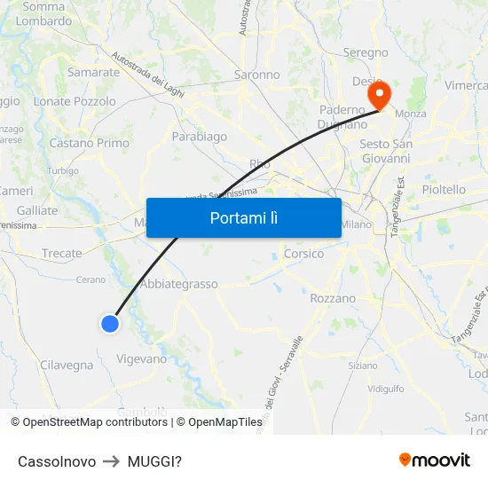 Cassolnovo to MUGGI? map