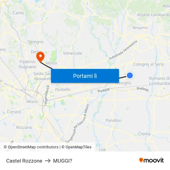 Castel Rozzone to MUGGI? map