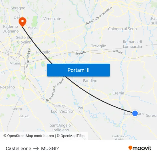 Castelleone to MUGGI? map