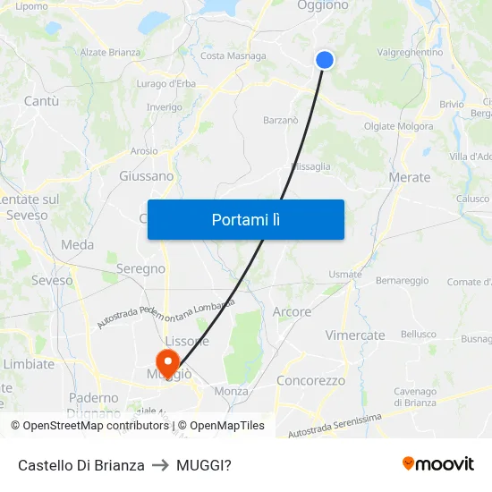 Castello Di Brianza to MUGGI? map