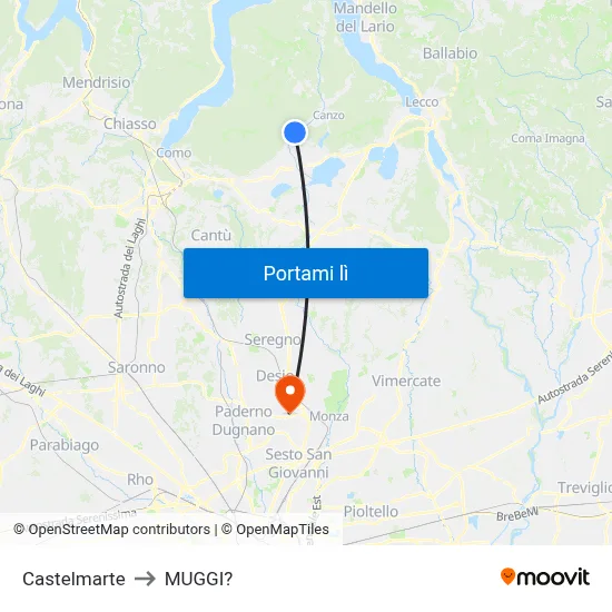 Castelmarte to MUGGI? map